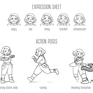 Lucky character expression sheet & action poses