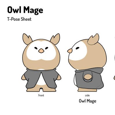 Owl Mage T-pose sheet