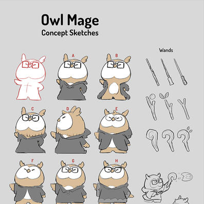 Owl Mage concept sketches