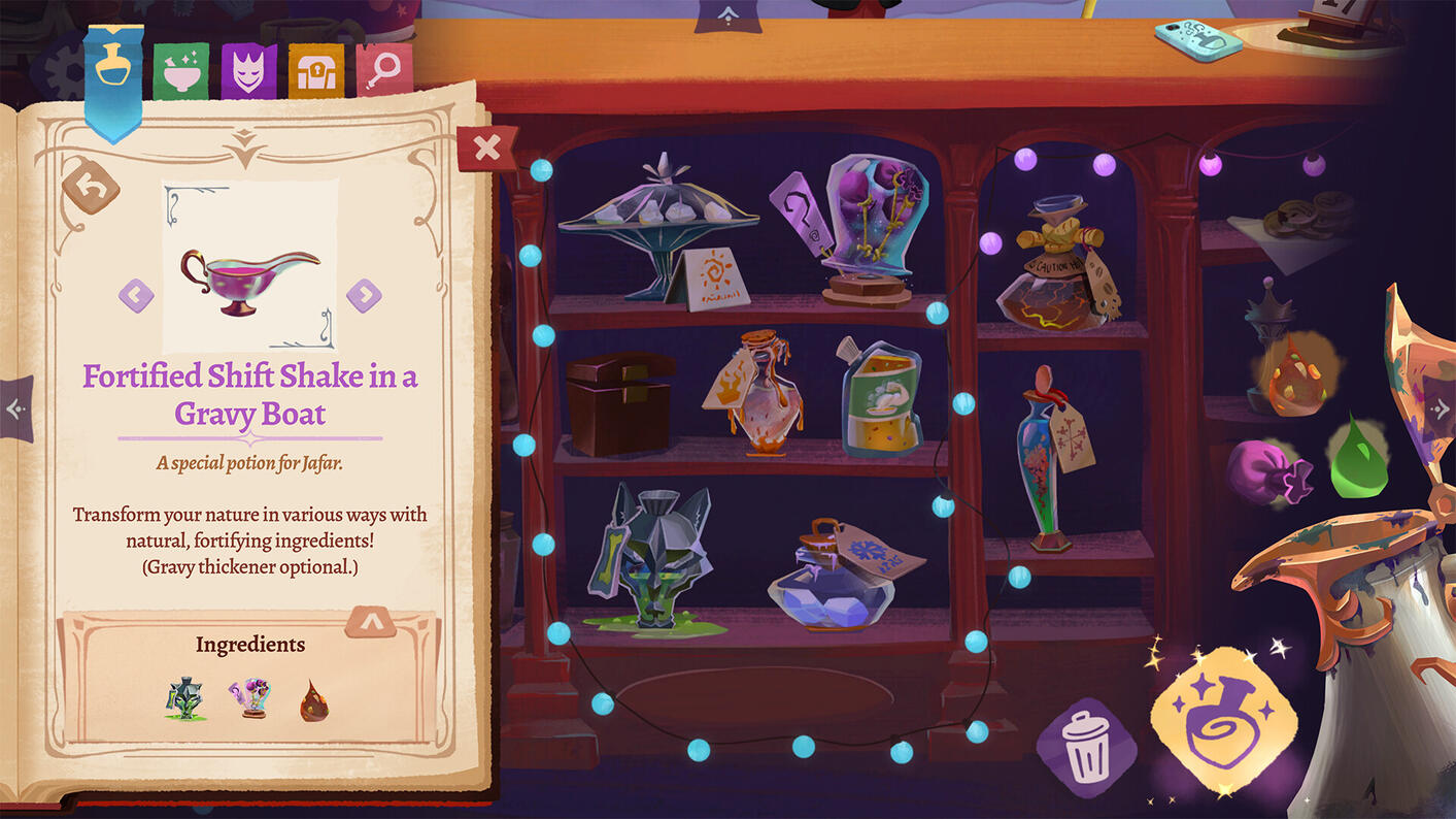 Potion Details page while selecting ingredients for a potion